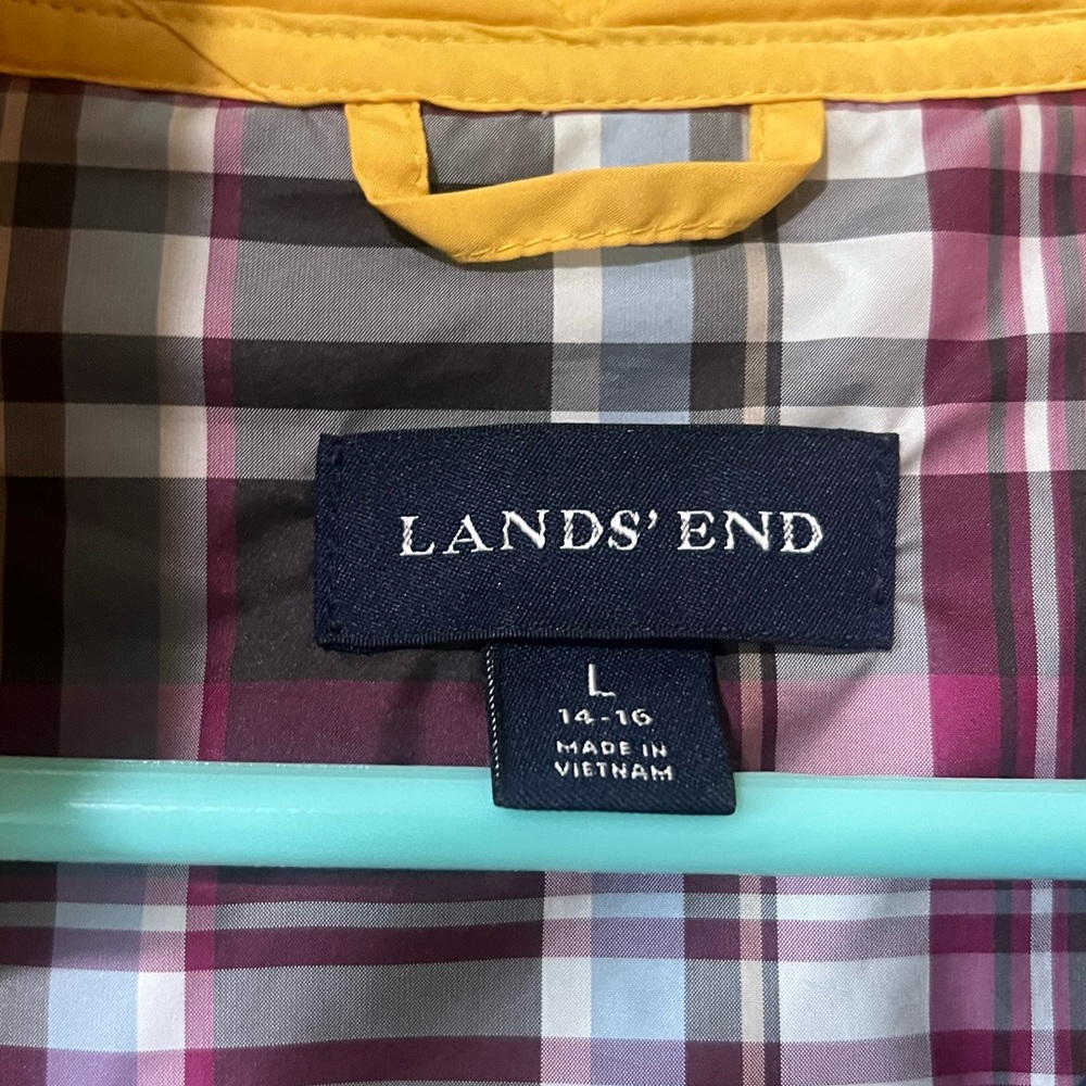 Lands End Quilted Full Zip Mock Neck Yellow Coat Jacket Pockets Size L (14-16) - Picture 4 of 11